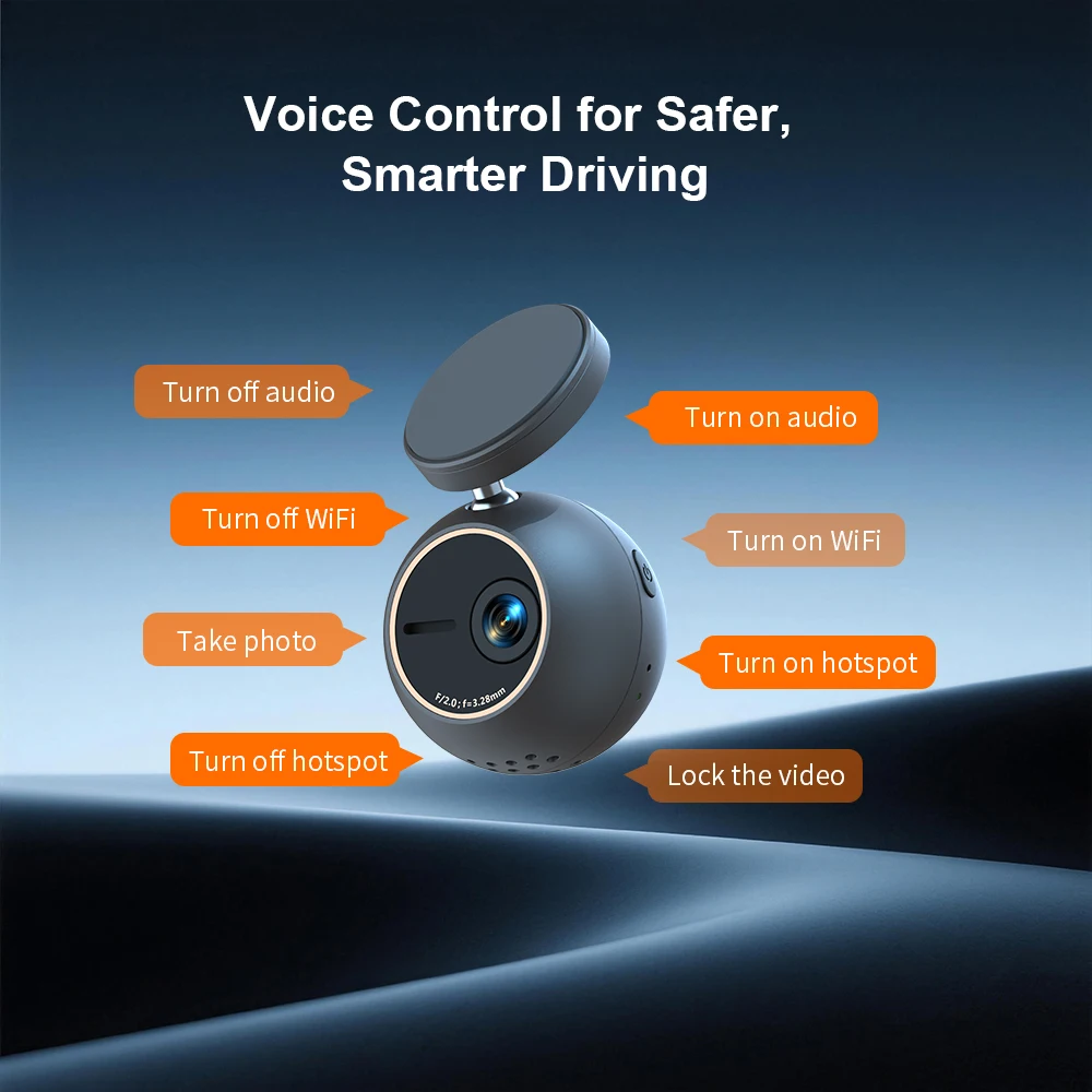 Dash Cam KAWA Tiny Video Recorder 2K Car DVR MINI ORB,Voice Control Car Camera,360° Rotate,180° Video Flip AUTO Dash Camera - Image 2