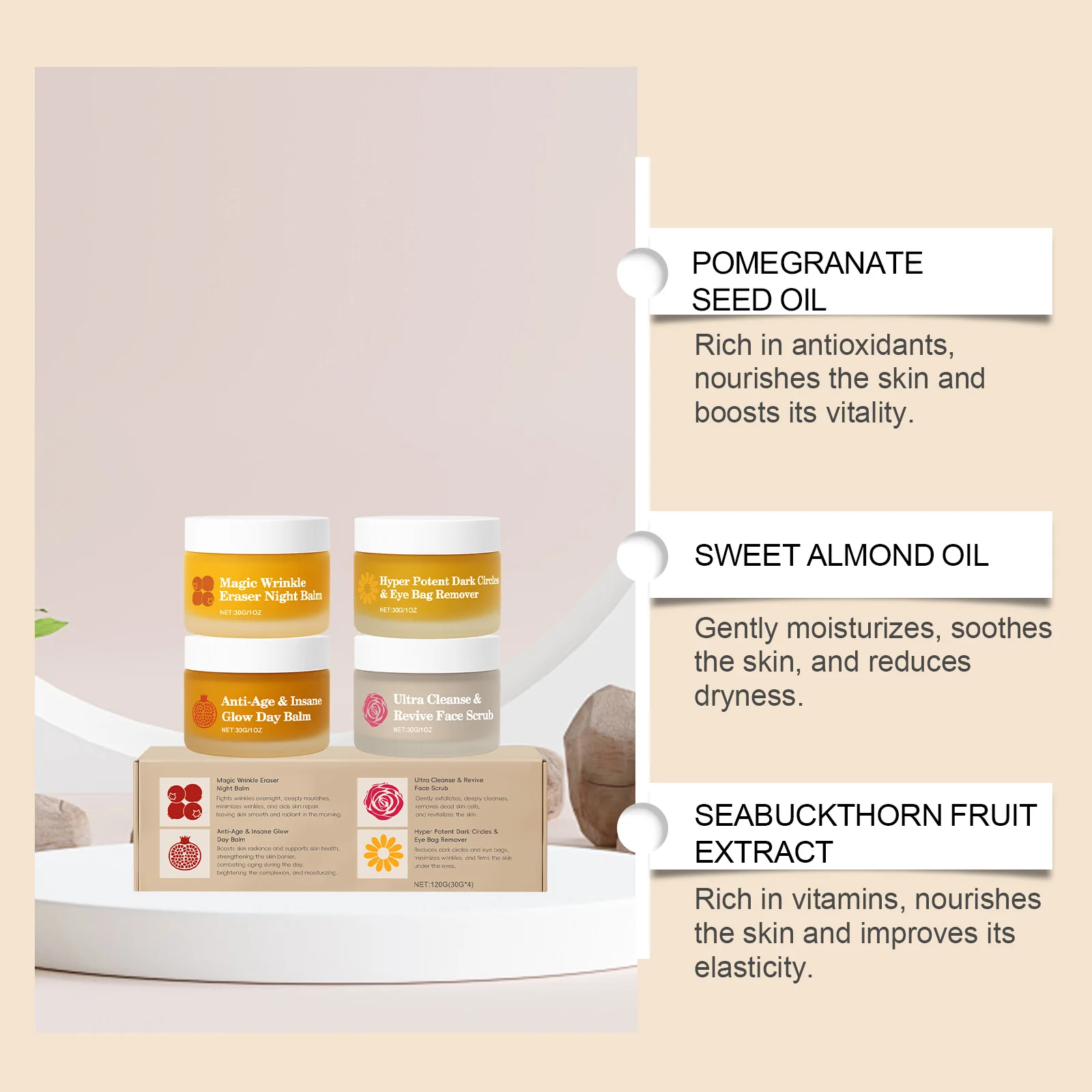 Day Night Skincare Set Moisturizing Repair Skin Barrier Brightening Facial Skins Multi Functional Skincare Eye Face Care Combov - Image 3