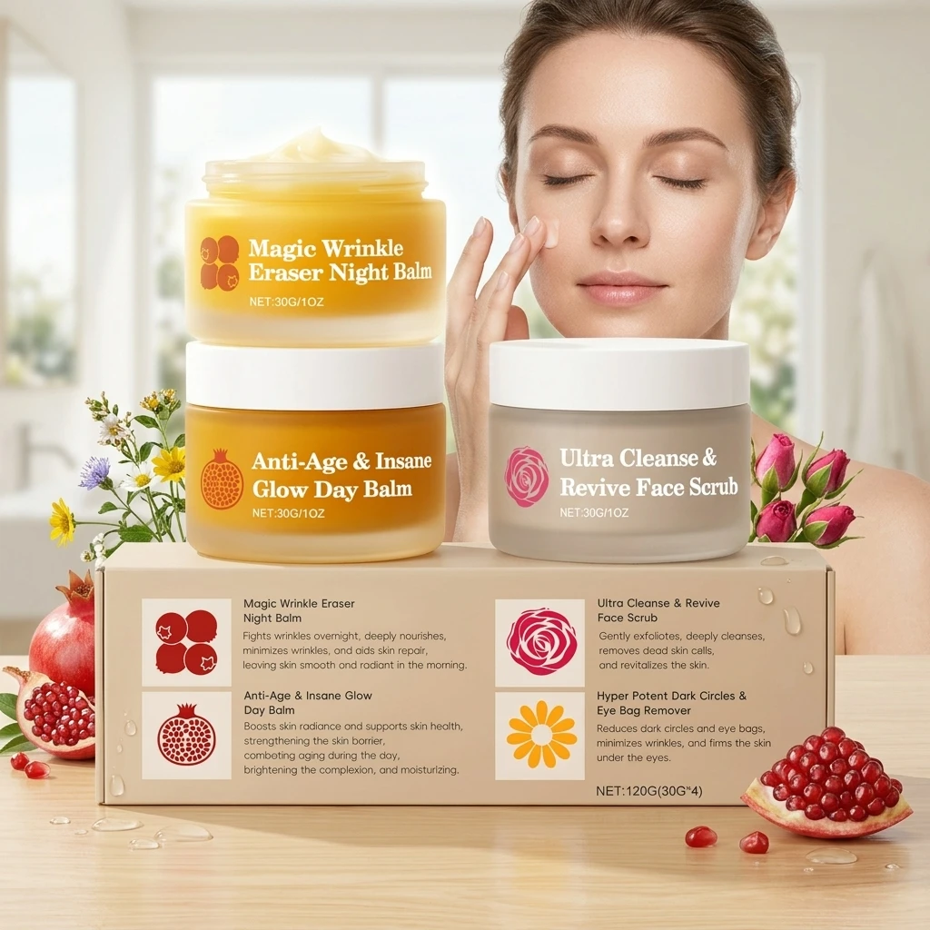 Day Night Skincare Set Moisturizing Repair Skin Barrier Brightening Facial Skins Multi Functional Skincare Eye Face Care Combov - Image 2