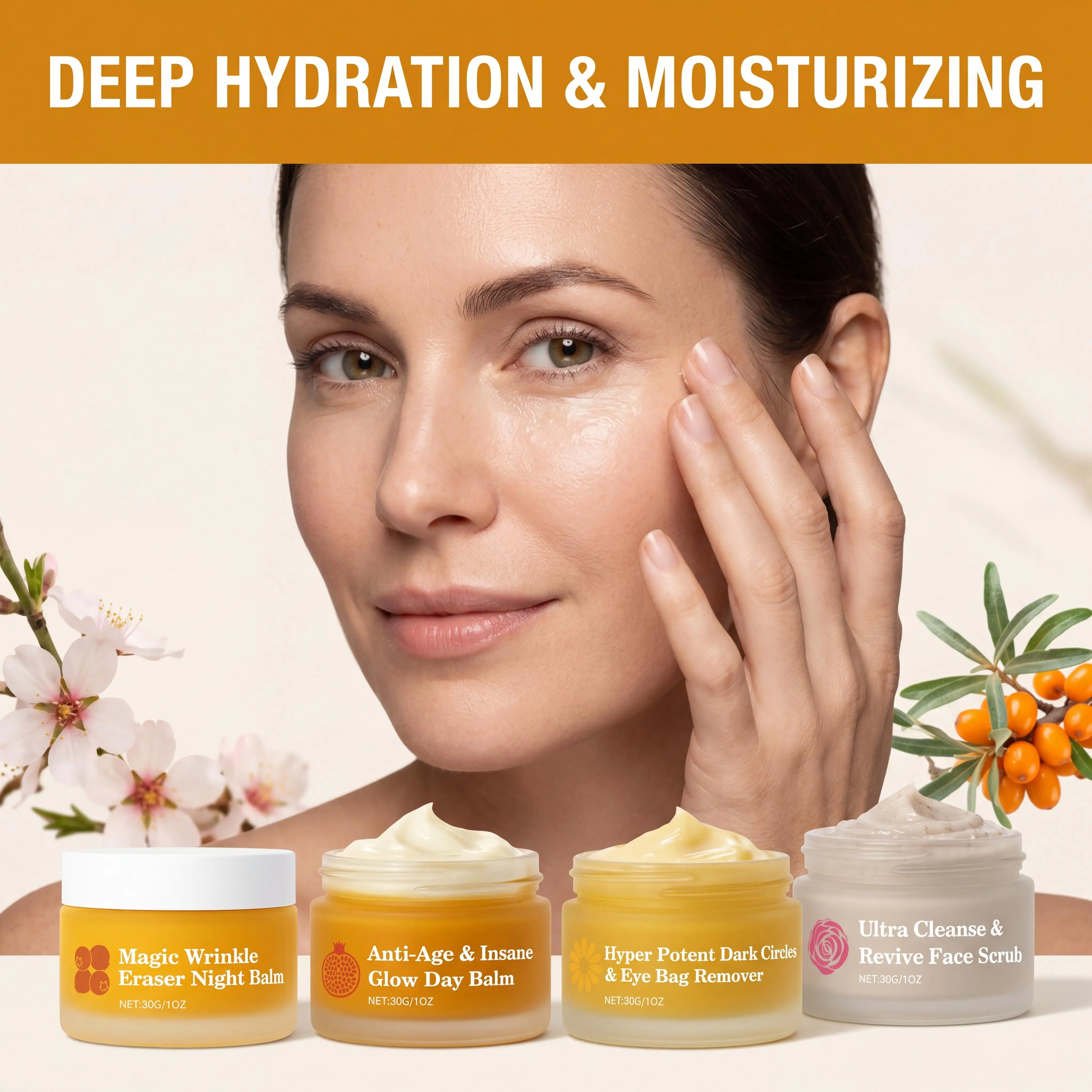 Day Night Skincare Set Moisturizing Repair Skin Barrier Brightening Facial Skins Multi Functional Skincare Eye Face Care Combov - Image 4