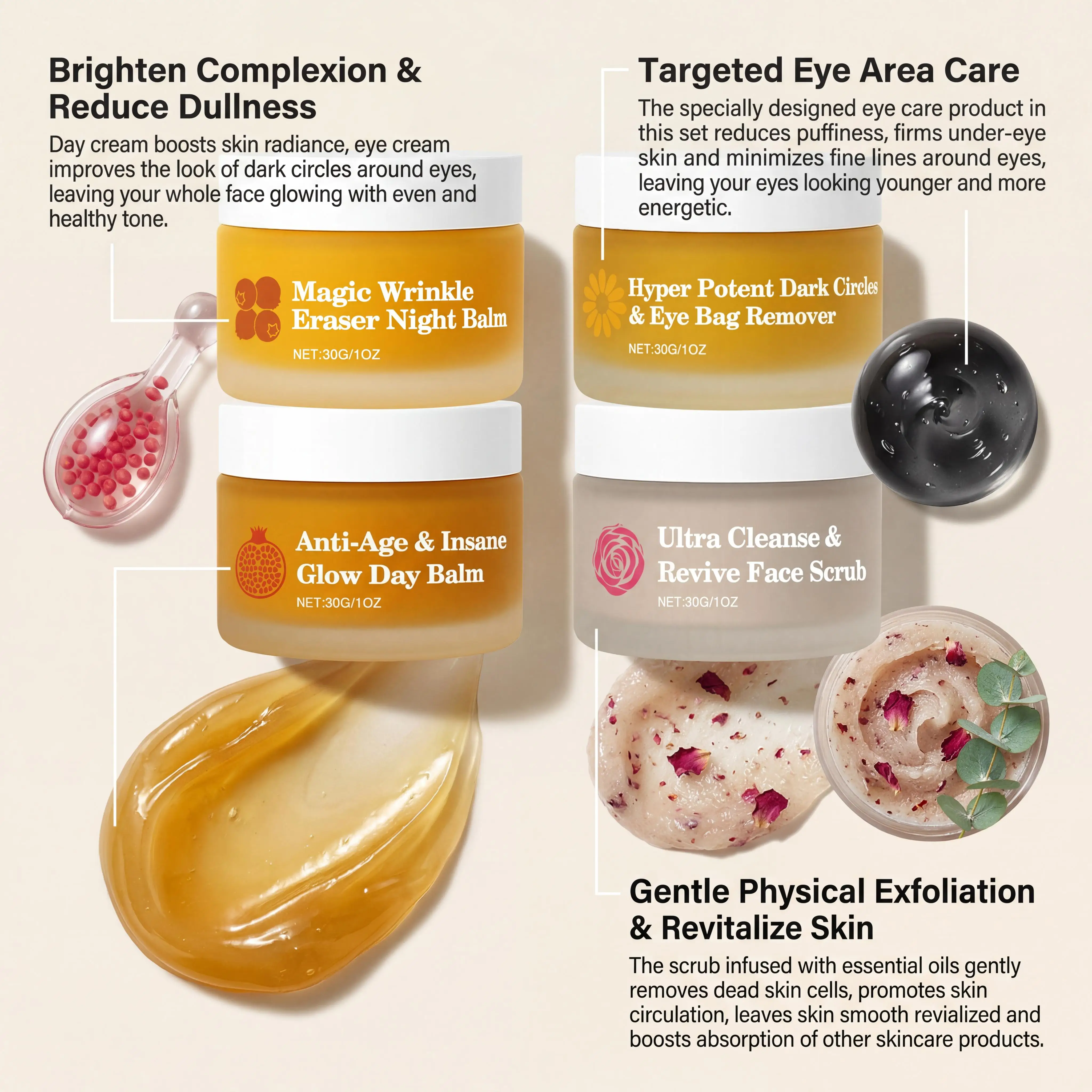Day Night Skincare Set Moisturizing Repair Skin Barrier Brightening Facial Skins Multi Functional Skincare Eye Face Care Combov - Image 6