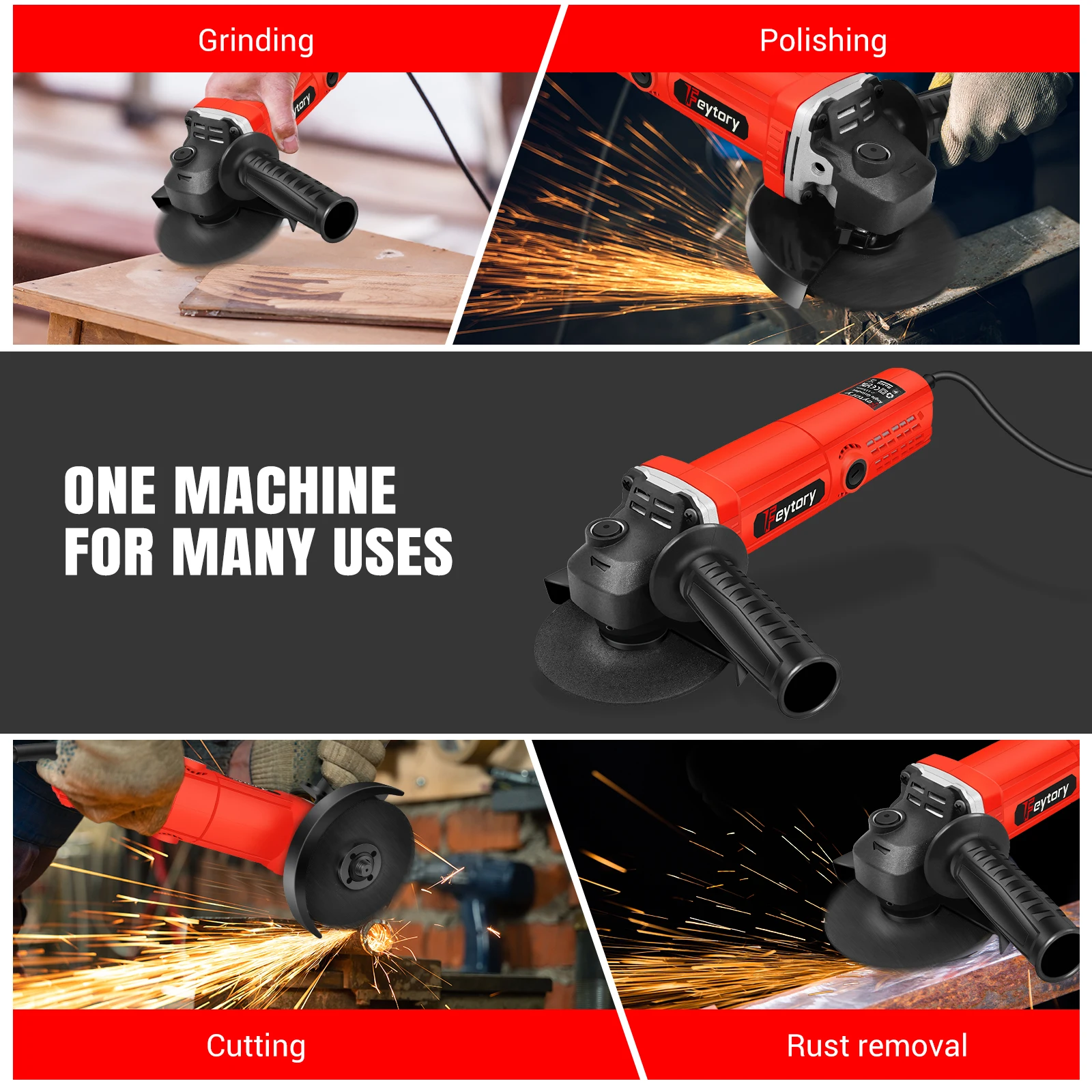 DayPlus 115mm Angle Grinder 4.5 inch 240V 5000W 12000rpm Electric Grinding Sander Corded for Metal,Tile Cutting Polishing M14 - Image 2