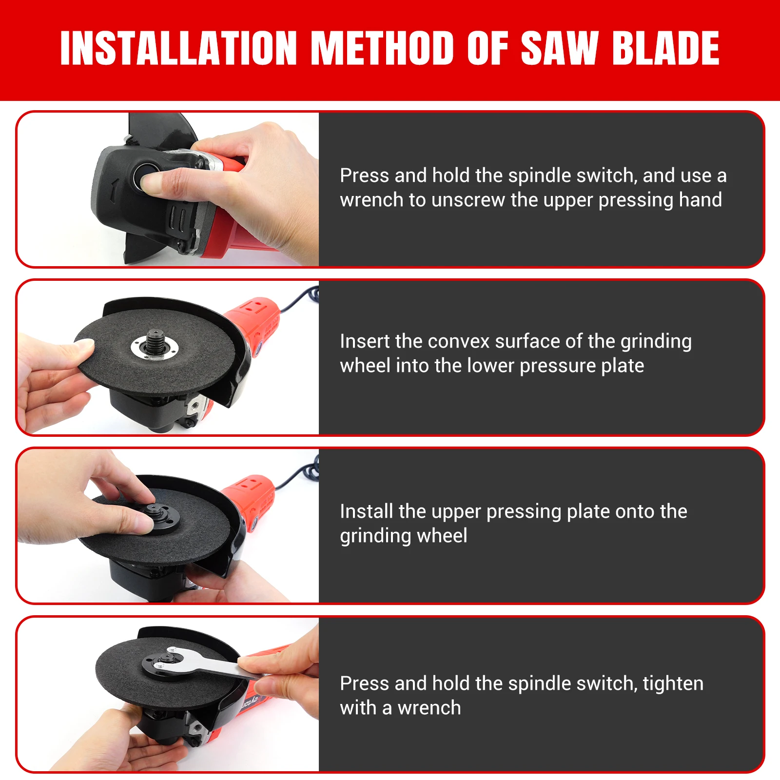 DayPlus 115mm Angle Grinder 4.5 inch 240V 5000W 12000rpm Electric Grinding Sander Corded for Metal,Tile Cutting Polishing M14 - Image 5
