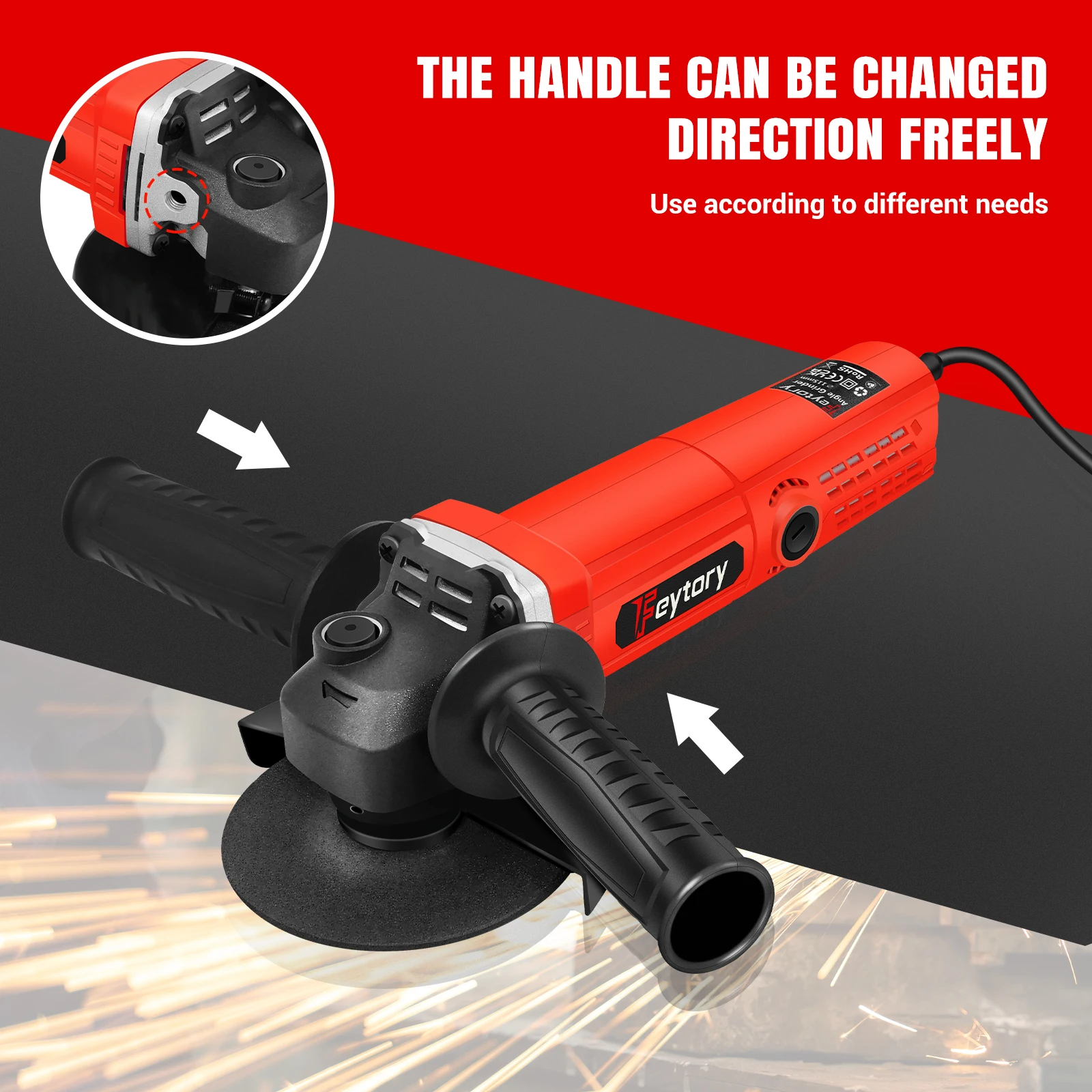 DayPlus 115mm Angle Grinder 4.5 inch 240V 5000W 12000rpm Electric Grinding Sander Corded for Metal,Tile Cutting Polishing M14 - Image 6