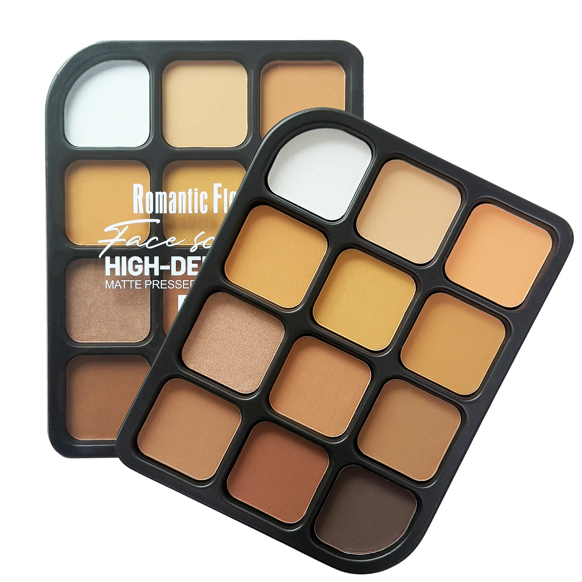 Deep Skin 12-Color Matte Contour Palette - Full Coverage All-In-One Highlighter Shading & Powder Face Makeup Kit - Image 5