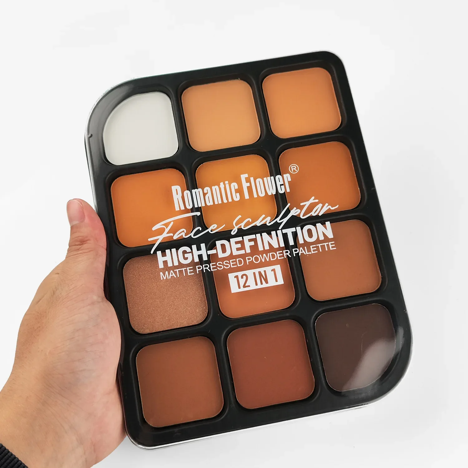 Deep Skin 12-Color Matte Contour Palette - Full Coverage All-In-One Highlighter Shading & Powder Face Makeup Kit - Image 4