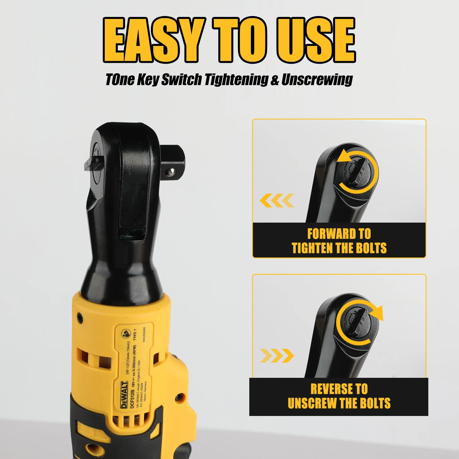 Dewalt DCF513/DCF512 Ratchet Right Angle Wrench LED Cordless Driver Variable Speed Power Wrench Power Tools - Image 6