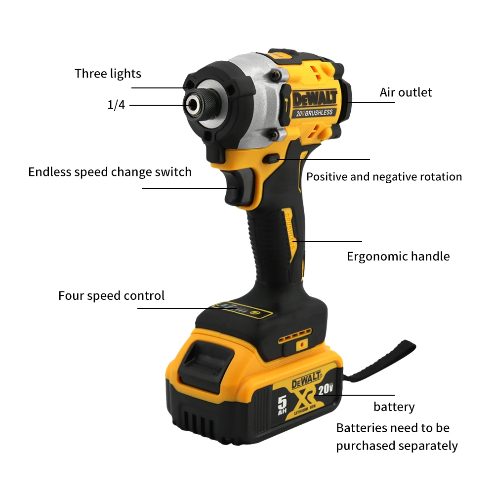 Dewalt DCF860 Cordless Brushless Electric Screwdriver Impact Function 20V Battery 282N.m Lightweight at 1kg Electric Power Tool - Image 5
