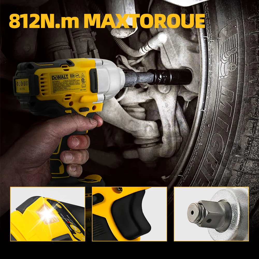 Dewalt DCF892 High Torque Brushless Wireless Impact Wrench 20V Battery Electric Tool 812N.m Powerful Portable Torque Wrench - Image 3