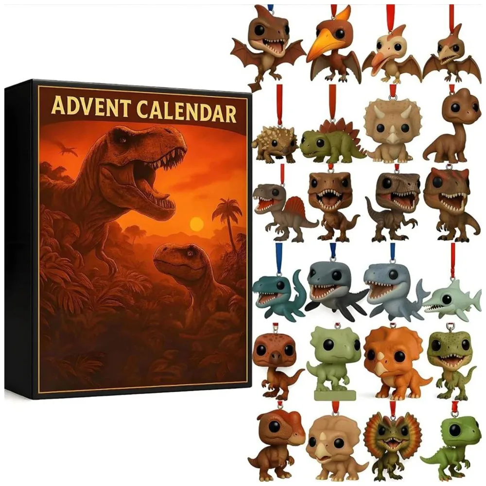 Dinosaur Park Christmas Countdown Calendar with 24 Surprise Figures Christmas Advent Calendar for Halloween and Christmas - Image 2