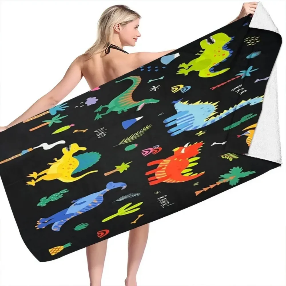 Dinosaur Series Beach Towel Microfiber Bath Towels Yoga Mat Sport Swimming Towels Absorbent Bath Towel For Girl Kids Gifts - Image 3