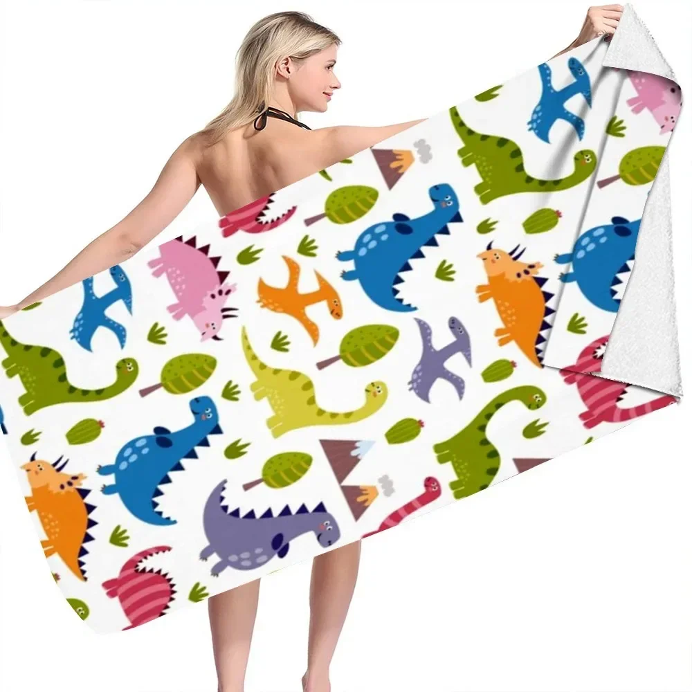 Dinosaur Series Beach Towel Microfiber Bath Towels Yoga Mat Sport Swimming Towels Absorbent Bath Towel For Girl Kids Gifts - Image 4