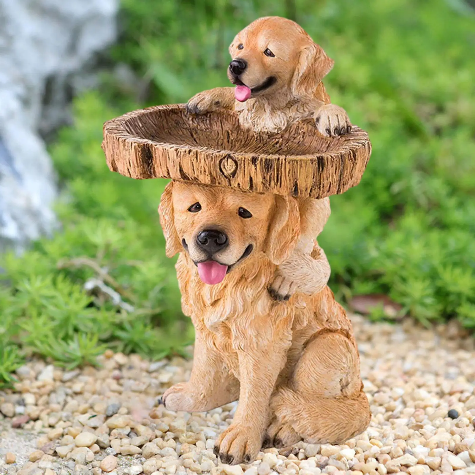 Dog Statue Figurine Feeding Station Resin Feeder Garden Bird Bath Bowl for Park Housewarming Backyard Porch Attracting Birds Dog Statue Figurine Feeding Station Resin Feeder Garden Bird Bath Bowl for Park Housewarming Backyard Porch Attracting Birds
