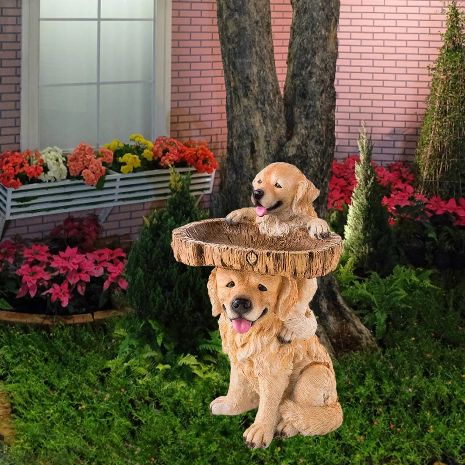 Dog Statue Figurine Feeding Station Resin Feeder Garden Bird Bath Bowl for Park Housewarming Backyard Porch Attracting Birds Dog Statue Figurine Feeding Station Resin Feeder Garden Bird Bath Bowl for Park Housewarming Backyard Porch Attracting Birds