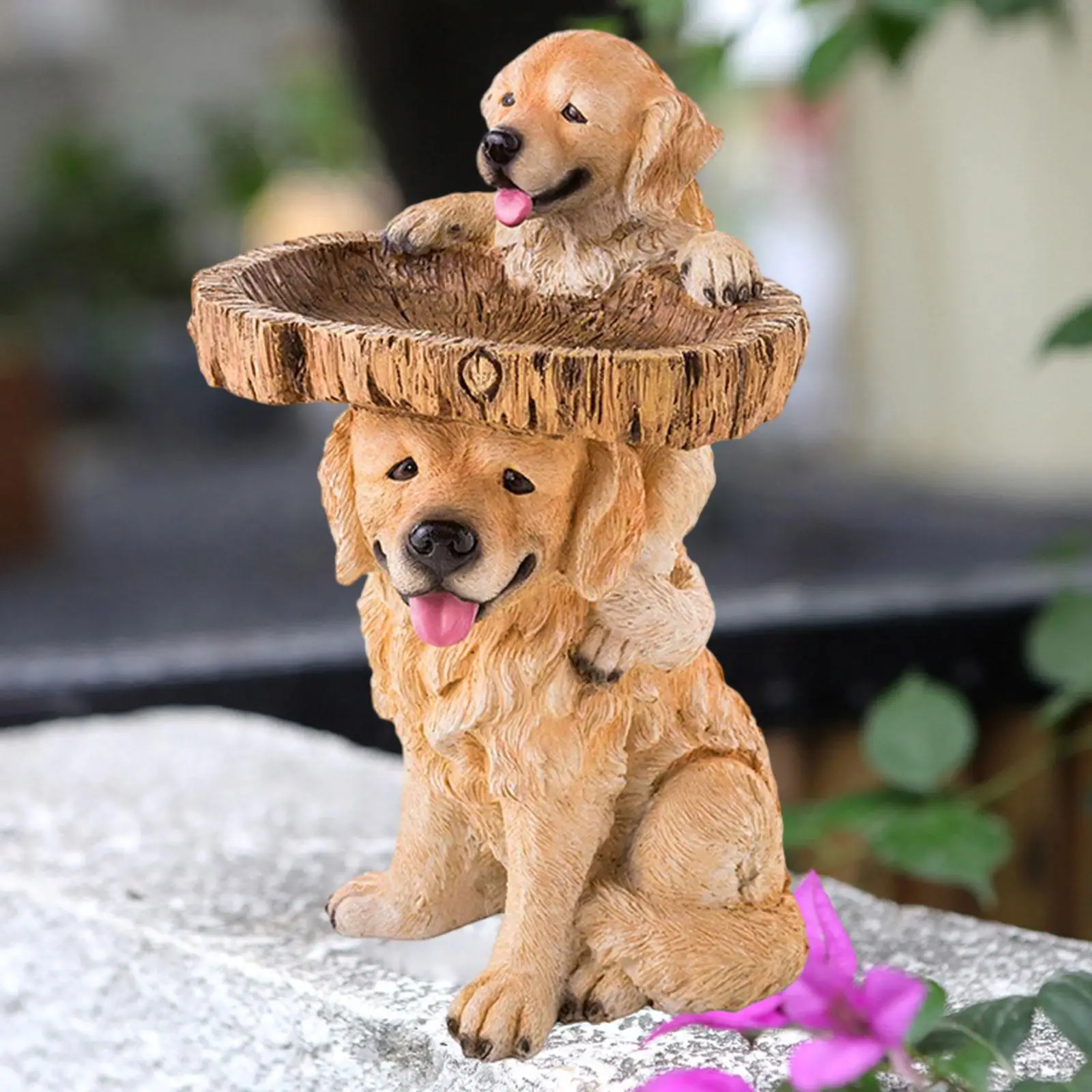Dog Statue Figurine Feeding Station Resin Feeder Garden Bird Bath Bowl for Park Housewarming Backyard Porch Attracting Birds Dog Statue Figurine Feeding Station Resin Feeder Garden Bird Bath Bowl for Park Housewarming Backyard Porch Attracting Birds