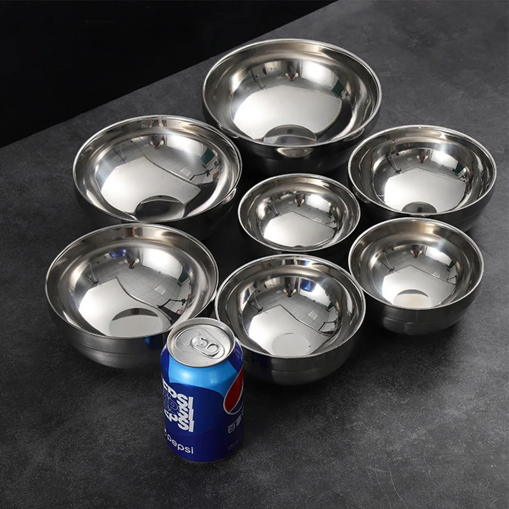 Double Layer Insulation Stainless Steel Bowls Salad Bowl Mixing Bowl Rice Bowls Deep Dish Kitchen Tableware - Image 2