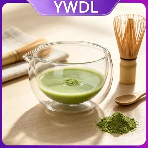 Double Wall Glass Matcha Bowl Transparent Fruits Salad Yogurt Mixing Bowl With Spout Kitchen Bowl For Egg Beating Baking Serving