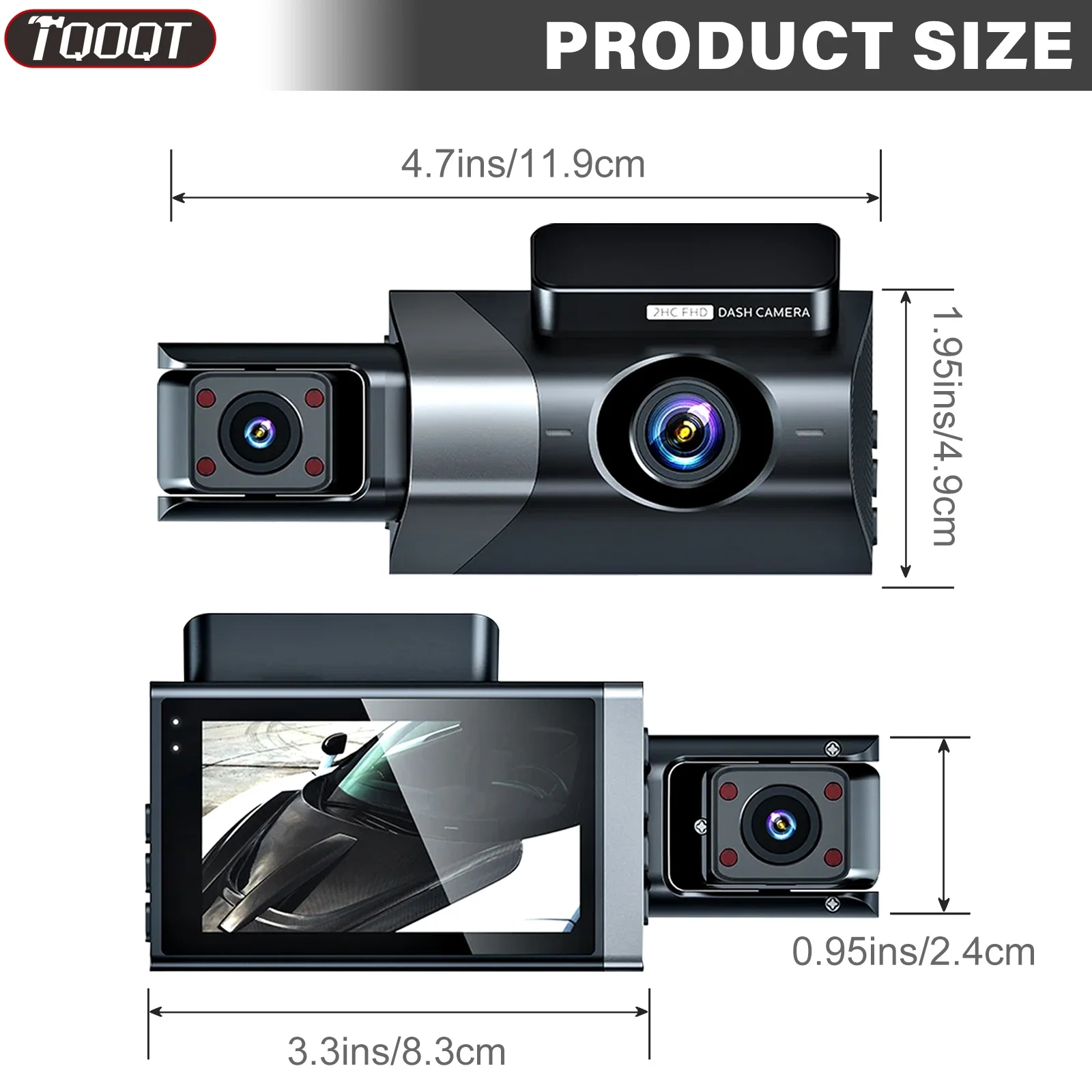 Dual Lens Car Dash Cam with WIFI, Front & Rear Car DVR Video Recorder Built-in G Sensor, Night Vision Vehicle Camera for Loop Recording and Driving Safety Monitoring - Image 4