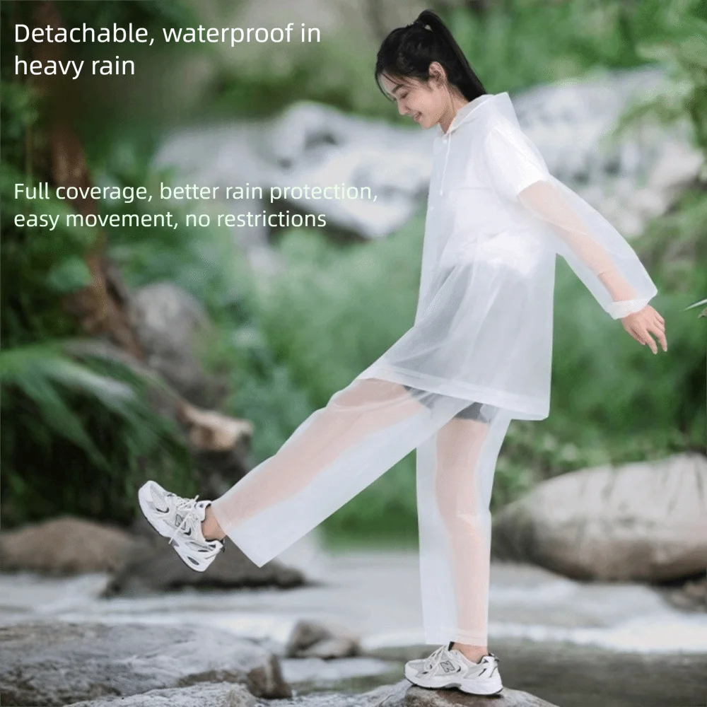 Durable Eva Raincoat Set Full Coverage Windproof Cycling Raincoat Adjustable Strengthen Buttons Split Raincoat Cycling - Image 3
