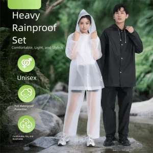 Durable Eva Raincoat Set Full Coverage Windproof Cycling Raincoat Adjustable Strengthen Buttons Split Raincoat Cycling