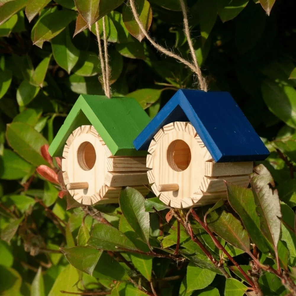 Durable Waterproof Hanging Wooden Bird House with Hanging Rope Decorative Bird Nest Box Ventilation Wild Birds Habitat Courtyard - Image 2