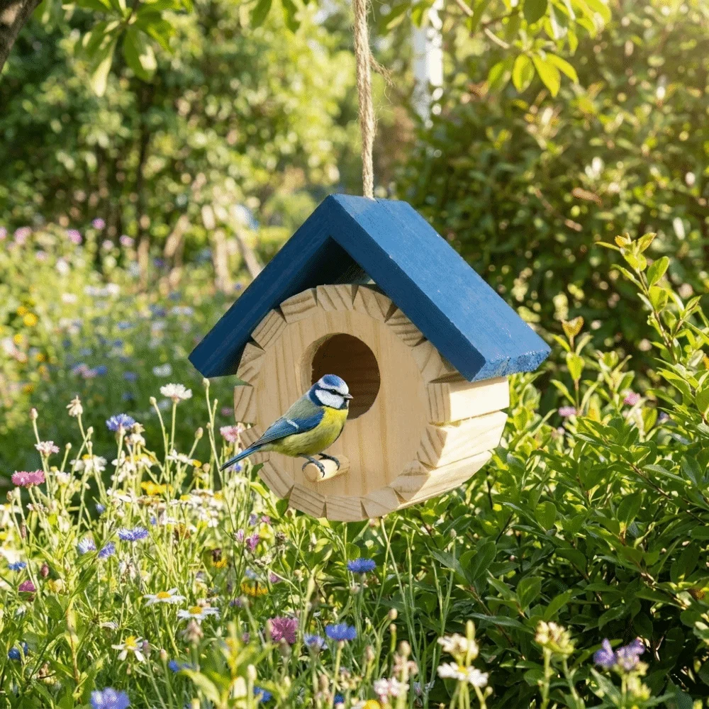 Durable Waterproof Hanging Wooden Bird House with Hanging Rope Decorative Bird Nest Box Ventilation Wild Birds Habitat Courtyard - Image 5