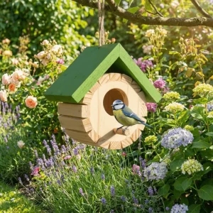 Durable Waterproof Hanging Wooden Bird House with Hanging Rope Decorative Bird Nest Box Ventilation Wild Birds Habitat Courtyard