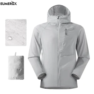 EUMERGX Men's Women's Ultra-Lightweight Windbreaker Summer Sun Protection Waterproof Jacket Unisex Hiking Trekking Climbing Coat