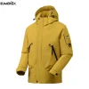 EUMERGX Unisex Waterproof Hiking Jacket With Detachable Hood Lightweight Windproof Coat Breathable Raincoat for Camping Climbing
