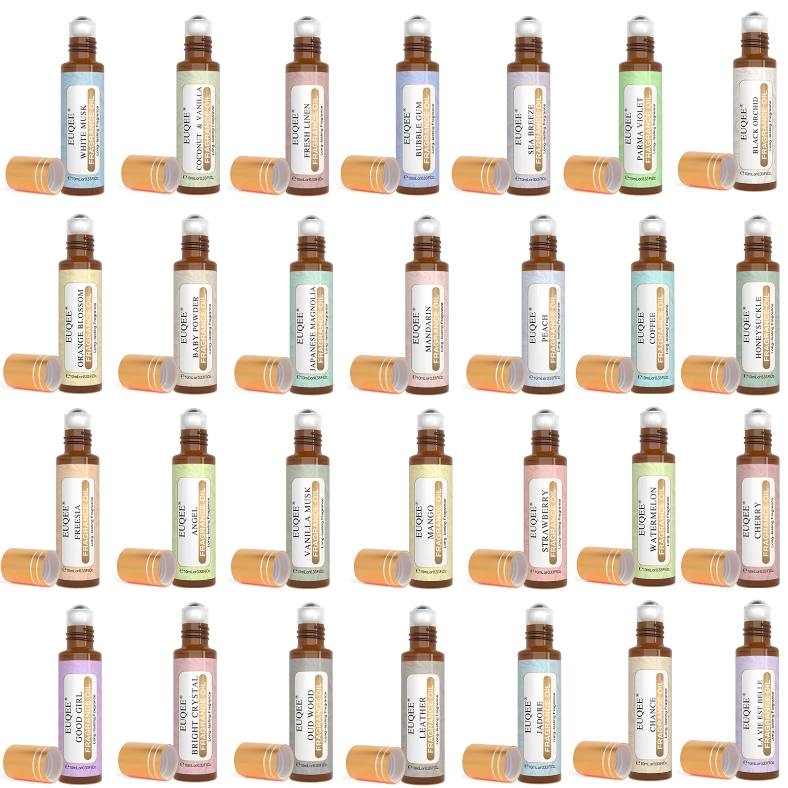 EUQEE 10ml Fragrance Oil Roll-On Long Lasting Scent La Vie Est Belle CHANCE Jadore Cotton Strawberry Mango for Diffuser Burner