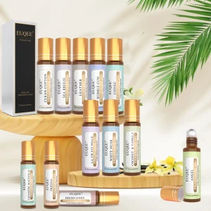EUQEE 10ml Roll-On Fragrance Oil Sea Breeze White Musk Coconut & Vanilla Bubble Gum Green Tea Angel Amber Long Lasting Scent