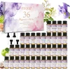 EUQEE 36 Bottles Fragrance Oils Coconut & Vanilla Sea Breeze Bubble Gum Baby Powder Amber Strawberry Cherry Mango Aroma Oil