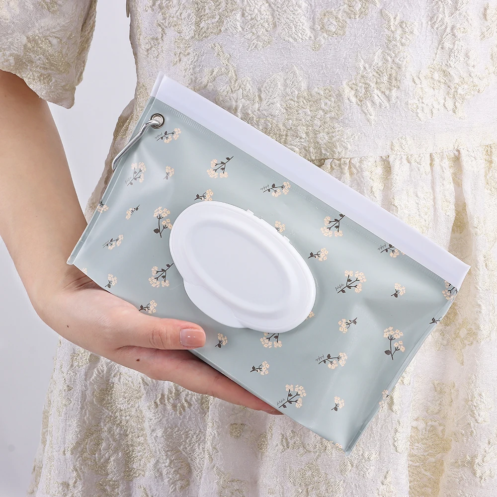 EVA Baby Wet Wipe Pouch Portable Buckle Wipes Holder Case Flip Cover Snap-Strap Reusable Refillable Wipe Bag Outdoor Tissue Box - Image 3