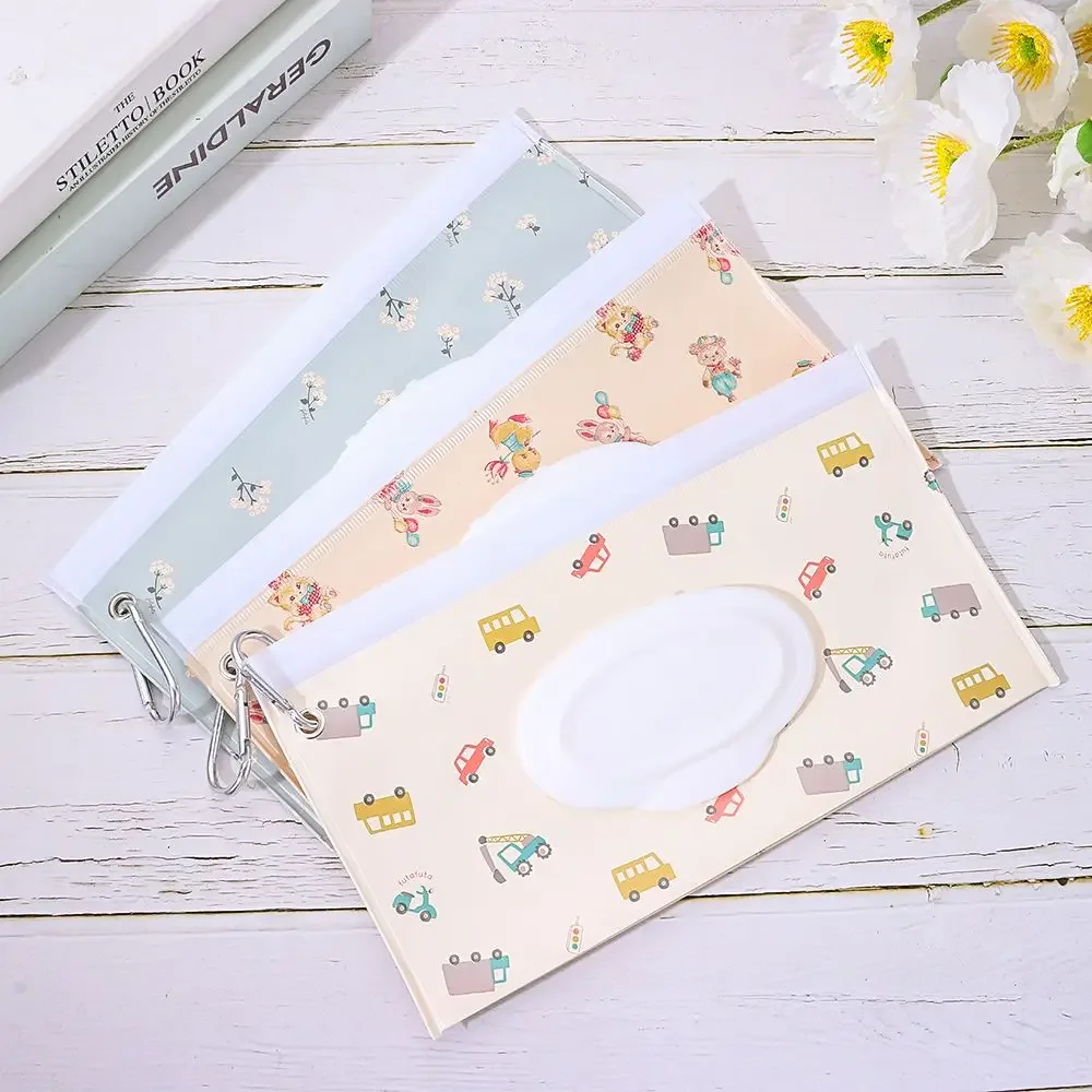 EVA Baby Wet Wipe Pouch Portable Buckle Wipes Holder Case Flip Cover Snap-Strap Reusable Wet Wipe Pouch Refillable Tissue Box - Image 3