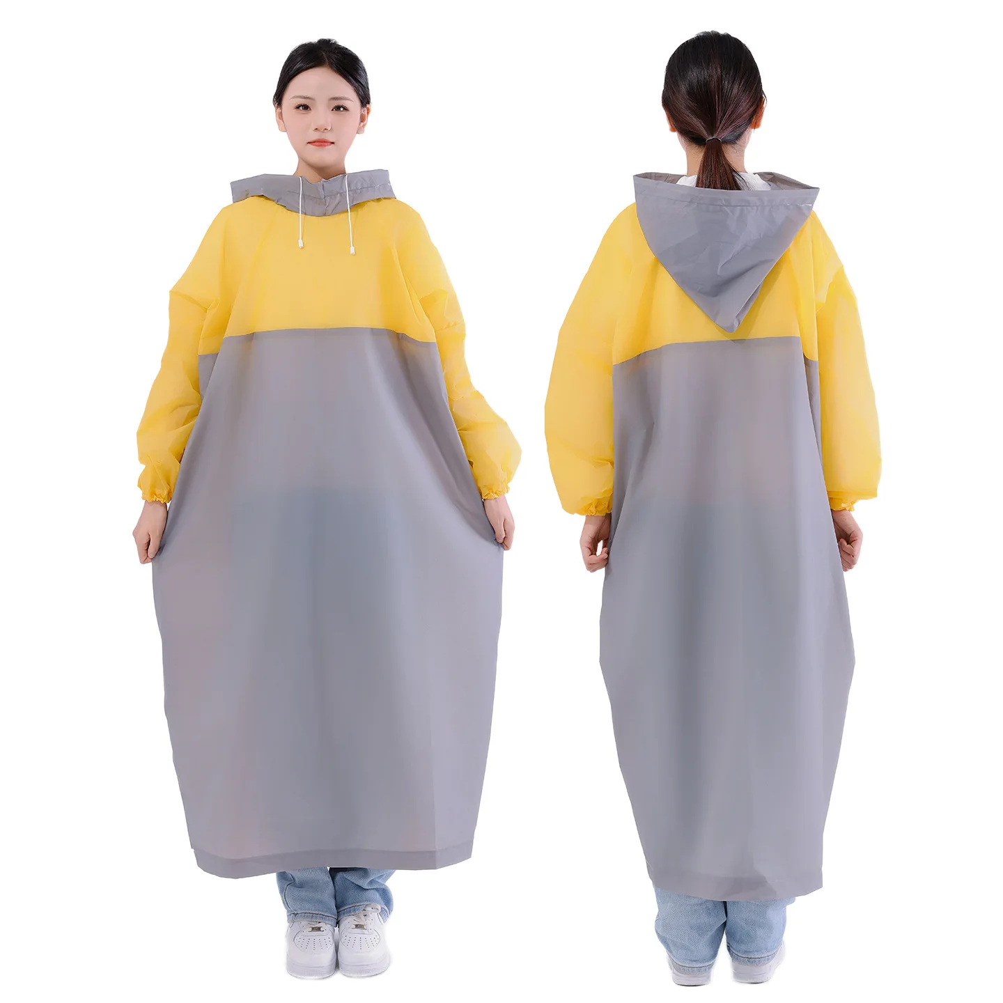 EVA Oversized Color Block Pullover Raincoat Extended Fit Rain Jacket for Adults Outdoor Hiking Travel - Men Women - Image 6
