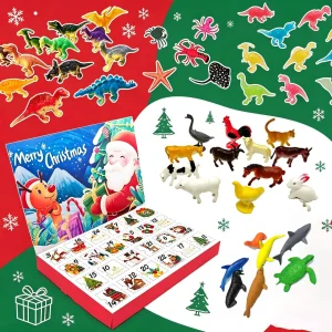 Educational Calendar Toy Figures Model Collection Dinosaur Animals Toy Chiristmas Advent Calendar 24 Days Countdown Calendar Box