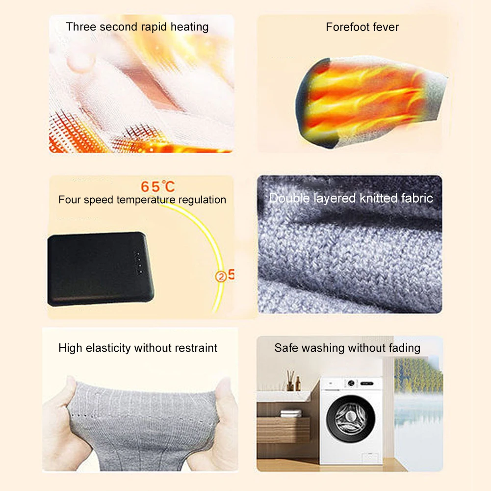 Electric Heated Socks Washable Winter Thermal Socks Outdoor Skiing Foot Warmer for Men and Women - Image 6
