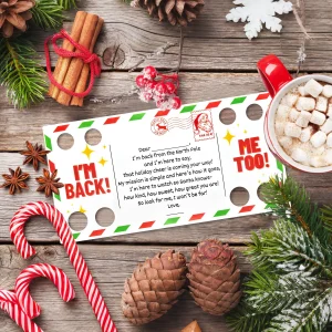 Elf I'm Back Letter Cards Christmas Elf Arrival Note Card With Holes Kids Xmas Eve Game Party Favors Holiday Supplies