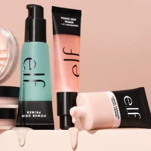 Elf Liquid Poreless Putty Primer Power Power Grip Matte Primer Dewy Setting Spray Halo Glow Liquid Filter & Blush Beauty Wand