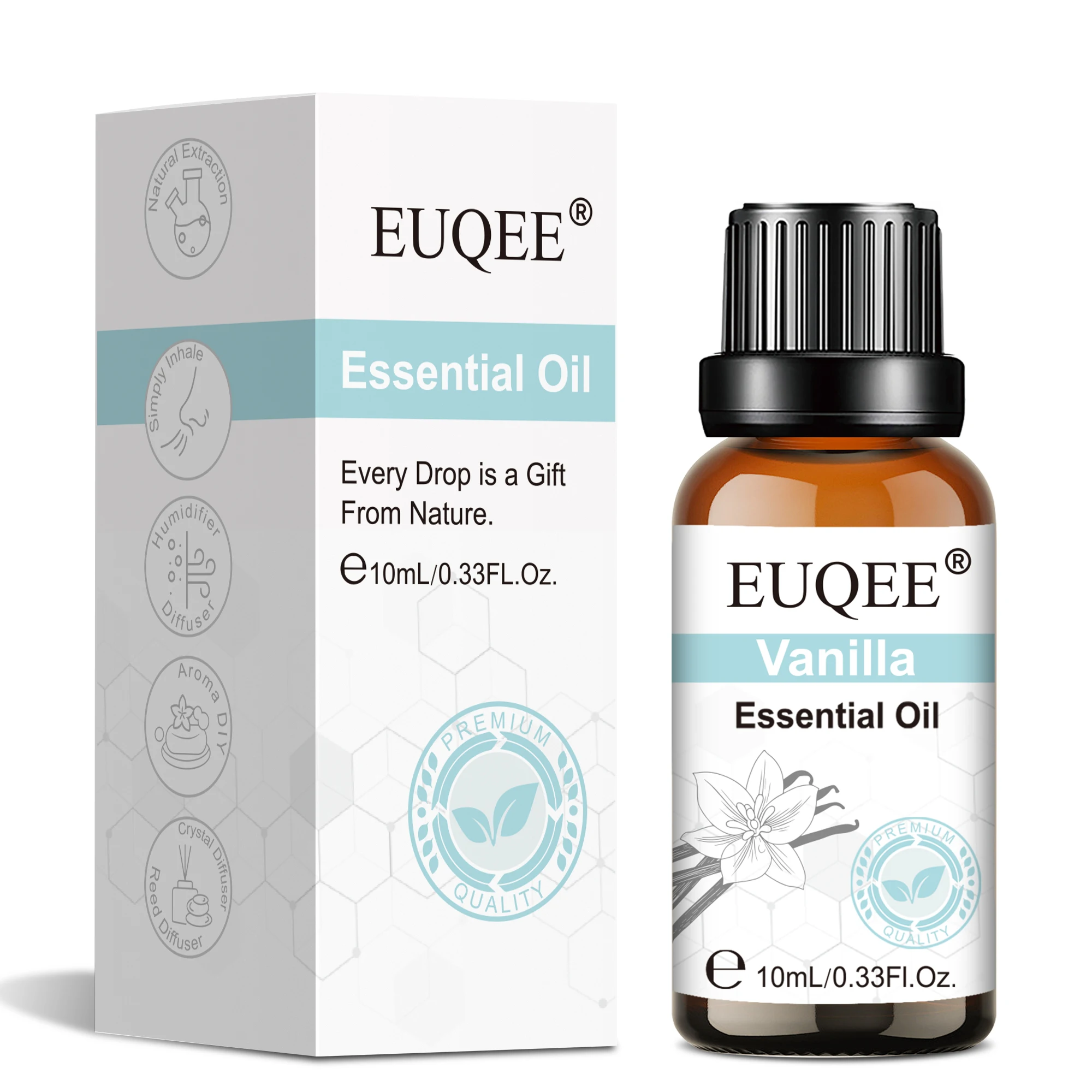 Euqee Essential Oil 10ml Pure Vanilla Extract Aromatherapy Oils Cinnamon Bergamot Cedarwood Lemon Lavender Tea Tree Fragrance - Image 2