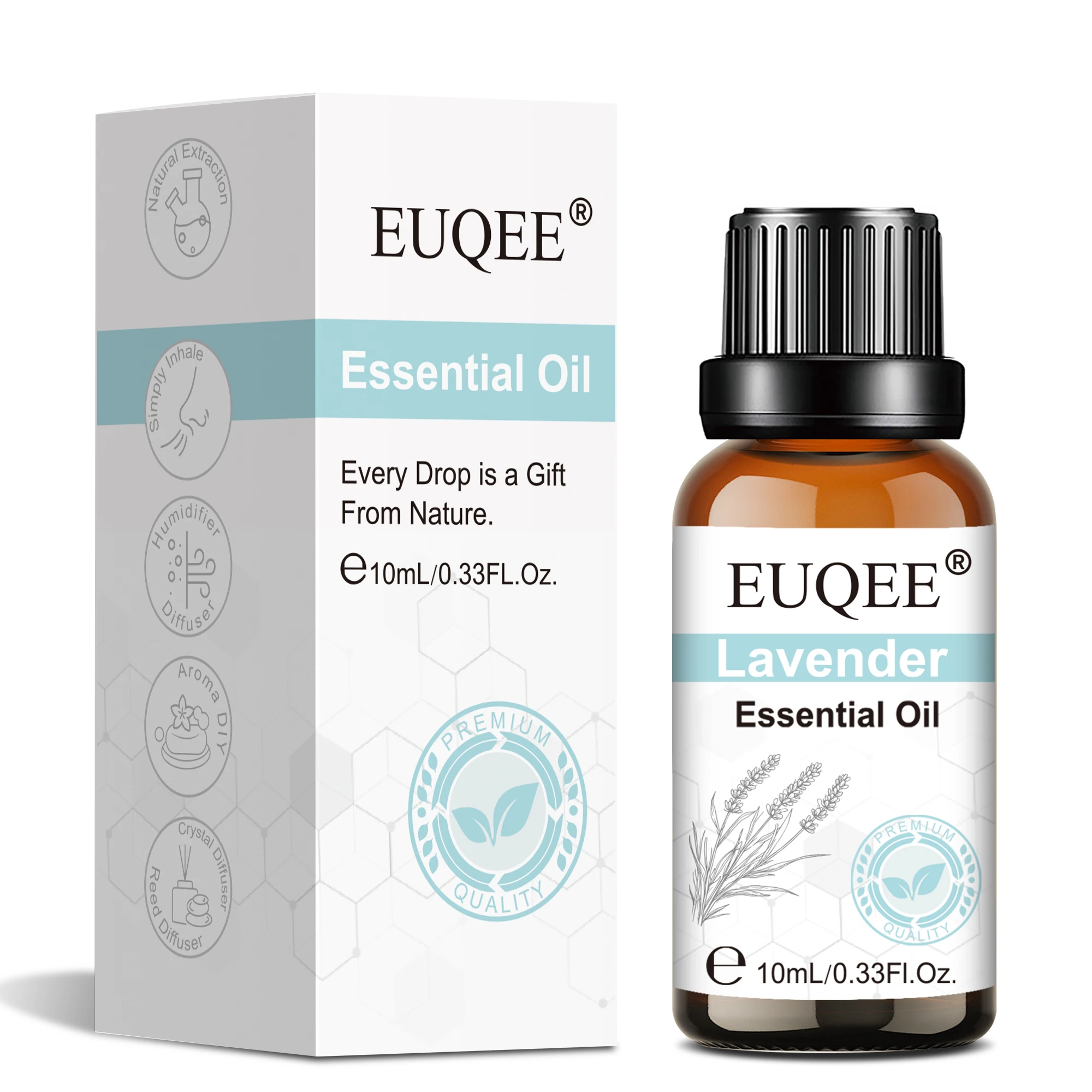 Euqee Essential Oil 10ml Pure Vanilla Extract Aromatherapy Oils Cinnamon Bergamot Cedarwood Lemon Lavender Tea Tree Fragrance - Image 3