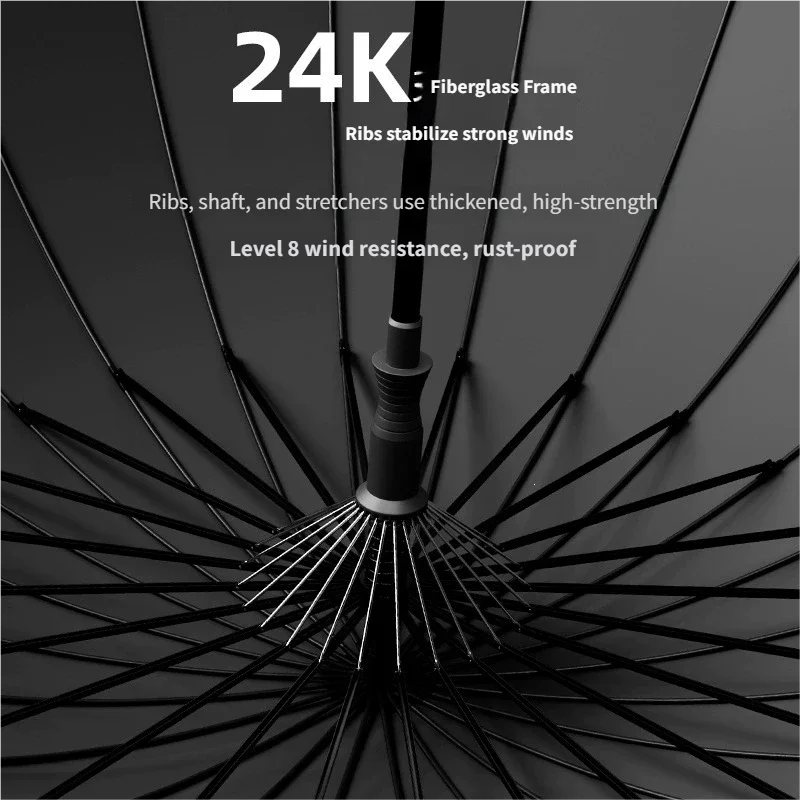 Extra Large 24 Ribs Long Handle Automatic Umbrella Double Layer Windproof Stormproof Big Size Rain Umbrella for Family Outdoor T - Image 4