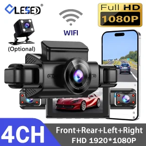 FHD 1080P 4 Channel Full HD Car DVR Wifi Dash Cam 4 Cameras Dashcam Video Recorder Night Vision Black Box Cabin 24H Parking