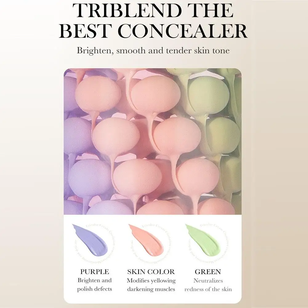 Face Makeup Primer Tri-color Cream Contour Color Isolation Waterproof Makeup Foundation Natural Makeup Base Cream 40g - Image 5
