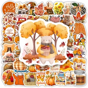Fall Autumn Season Stickers DIY Waterproof Vinyl Decals for Scrapbook Diary Junk Journals Laptop Phone Luggage Bottles Gift Toys