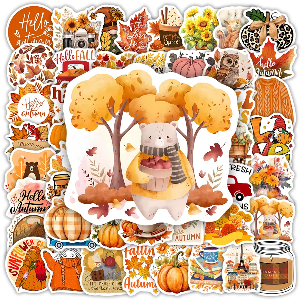 Fall Autumn Season Stickers DIY Waterproof Vinyl Decals for Scrapbook Diary Junk Journals Laptop Phone Luggage Bottles Gift Toys