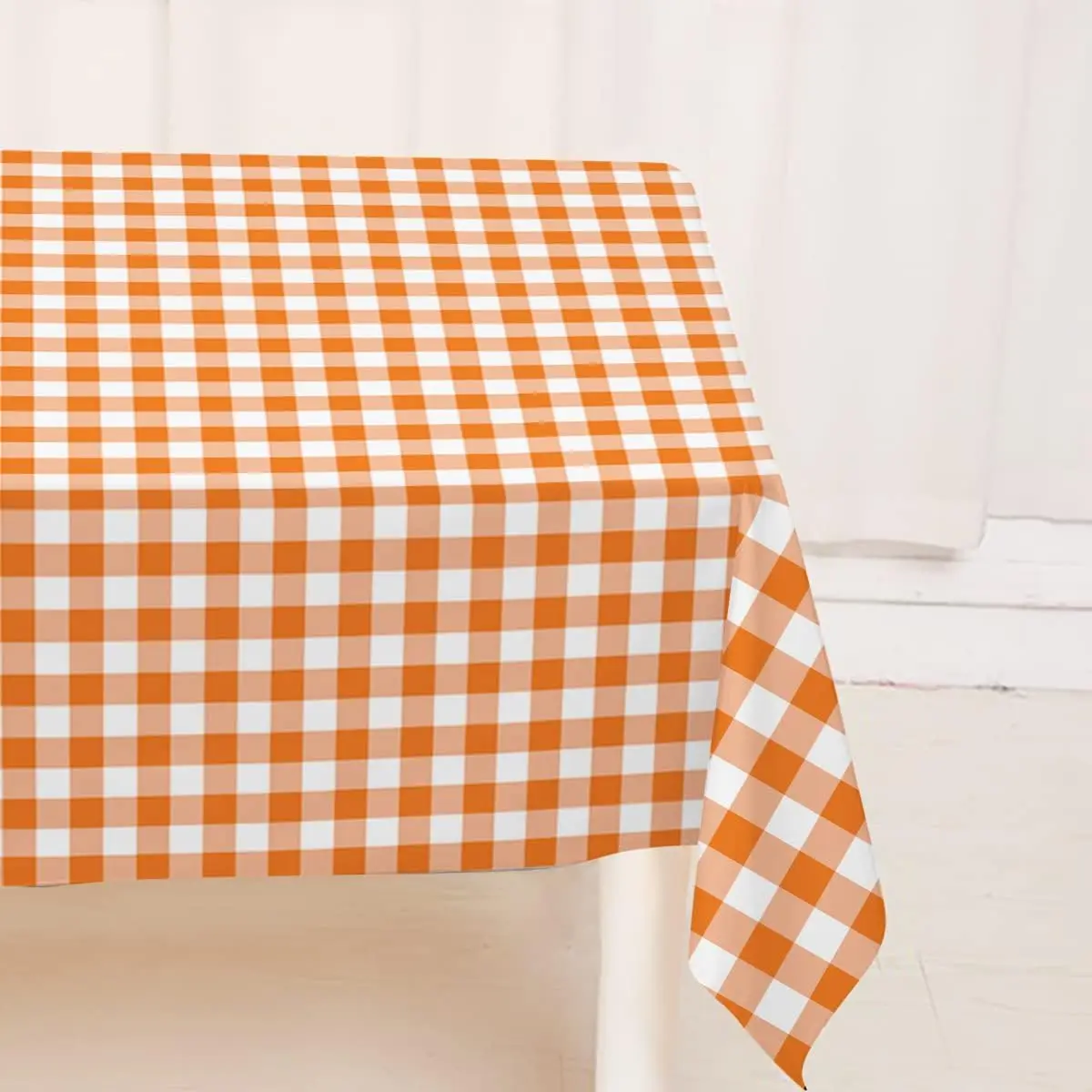 Fall Thanksgiving Orange Buffalo Check Waterproof Tablecloth Table Decor Reusable Kitchen Dining Tablecloth Holiday Party Decor - Image 4