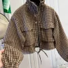 Fall/Winter 2026 New Arrivals: Women's Spring/Fall Casual Houndstooth Cropped Jacket—Fashionable Street Style