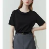 Fashion Solid Short-Sleeved T-Shirt Women'S Spring Summer 2024 New Round Neck Straight White Black Top For Women Girls