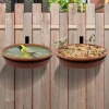 Fence Bird Feeders Tray - 2pcs Tree Mounted Wild Bird Bath for Outdoors Place Food Water, Installed on Deck Wall Stakes with Hea